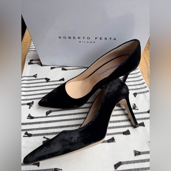 Elegant Roberto Festa Milano black suede pumps - Picture 2 of 6